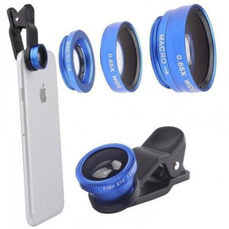 Kit Lentile Foto iUni 3-in-1 Macro, Wide Angle si FishEye compatibile cu Smartphone si Tableta, Alba